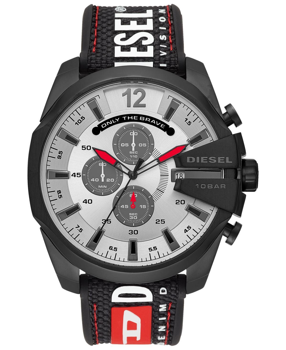 Diesel Mens Chronograph Mega Chief Black Silicone Strap Watch 51mm Product Image