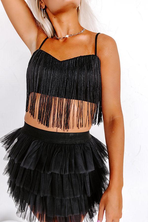 Dancing Into The Night Fringe Crop Top Product Image