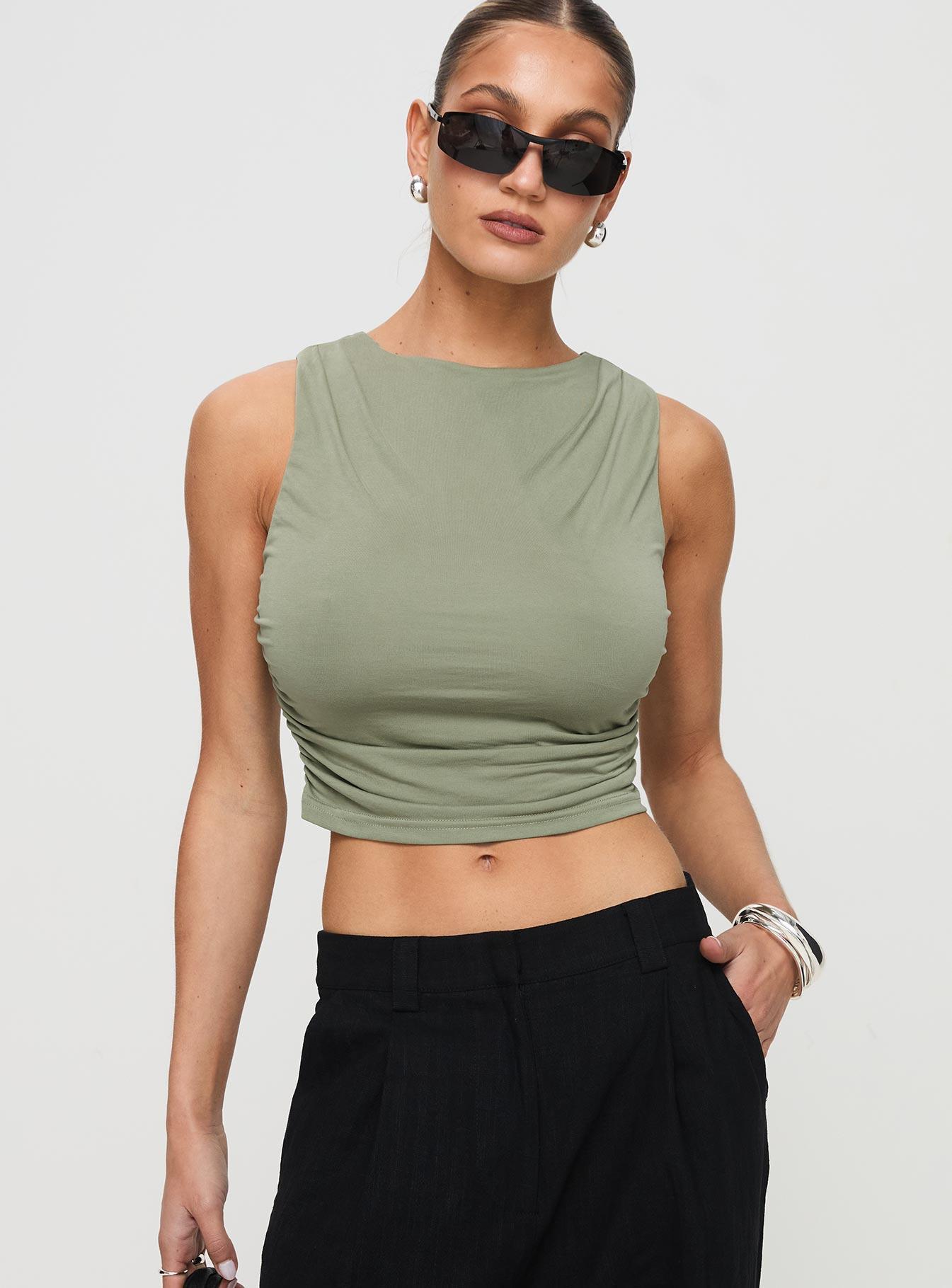 Hold Em High Neck Top Green Product Image