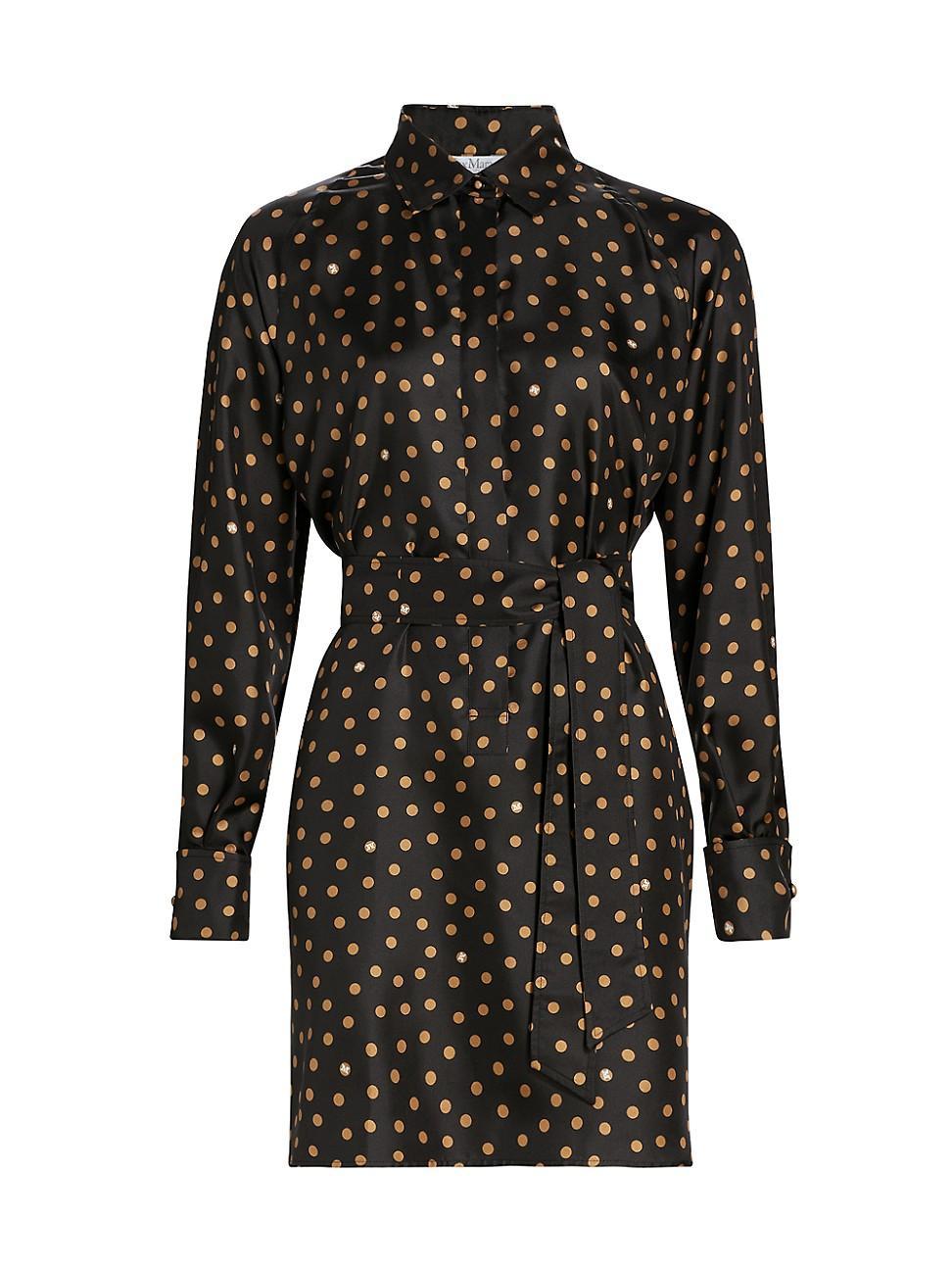 Womens Shock Polka Dot Silk Shirtdress product image