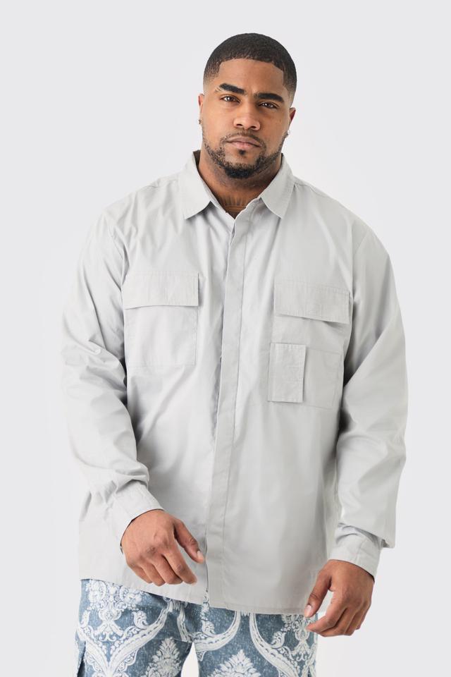 Plus Longsleeve Poplin Utility Layered Shirt | boohooMAN USA Product Image