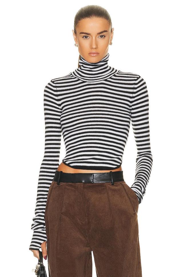 Helsa Alva Turtleneck in Black & White - Black,White. Size XL (also in L). Product Image