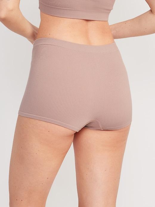 Mid-Rise Seamless Ribbed Boyshort Underwear Product Image