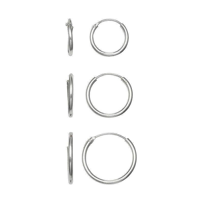 PRIMROSE Sterling Silver Graduated Hoop Earring Set, Womens Product Image