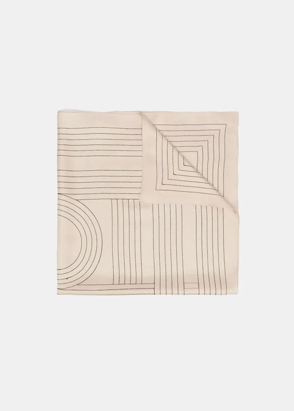 Beige Monogram Silk Scarf In Creme Product Image