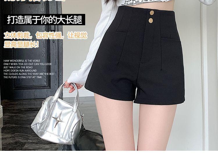 High Waist Plain Dress Shorts Product Image