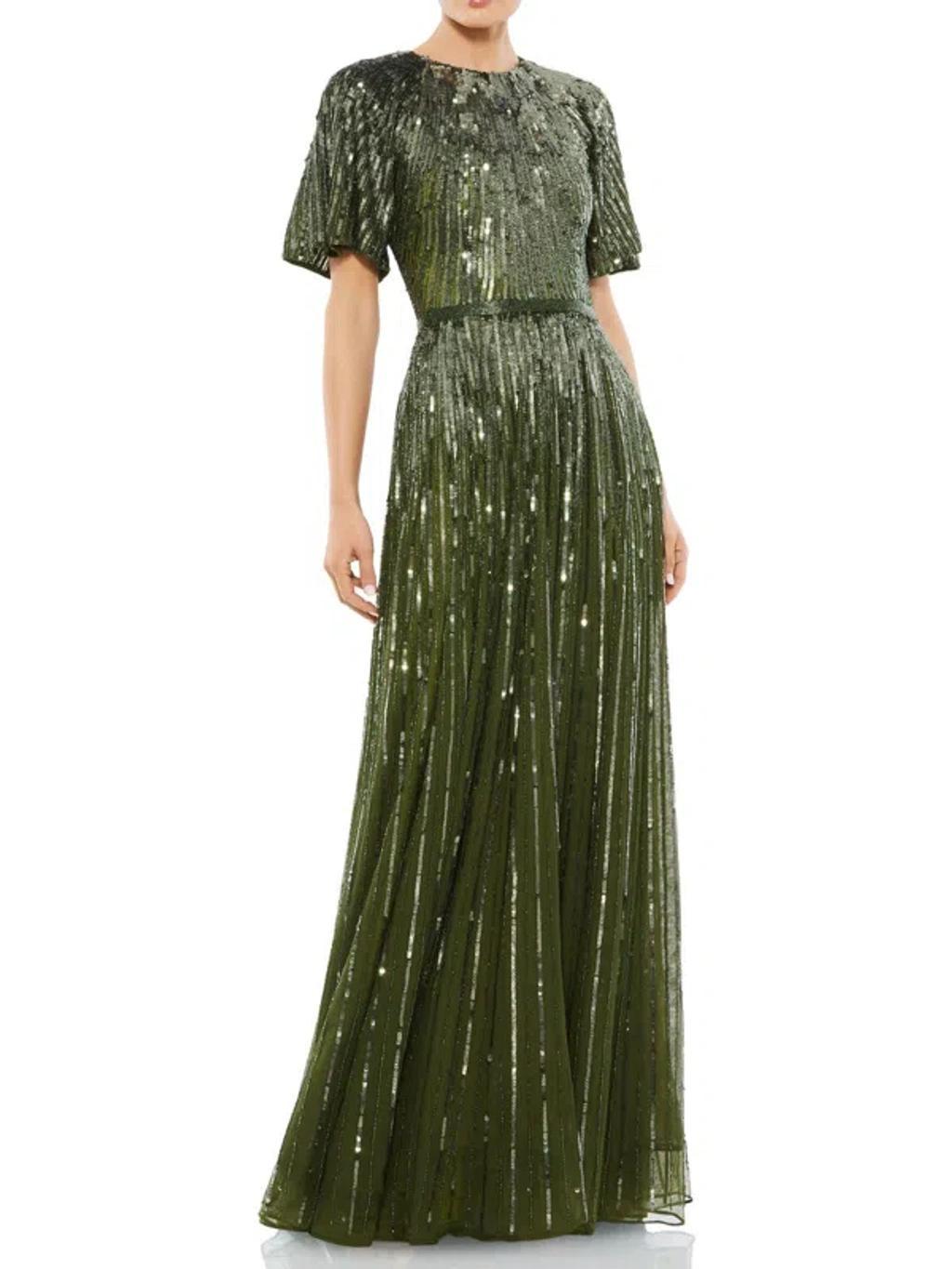 Womens Sequined Formal Evening Dress In Green Product Image