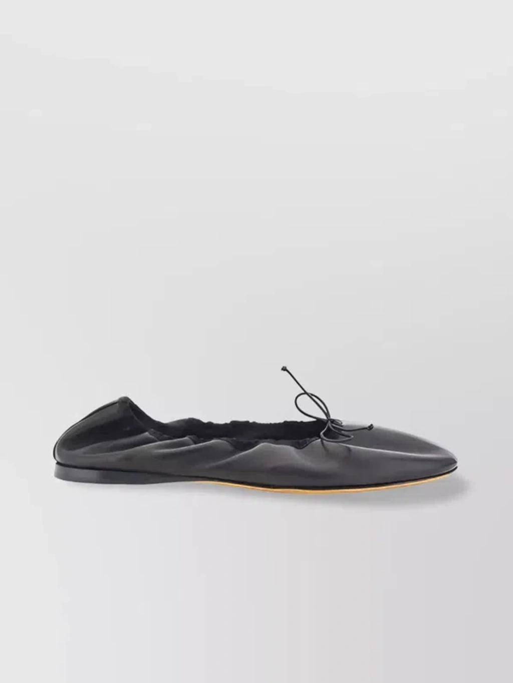 Bow Detail Elasticized Ballerina Shoes In Black product image