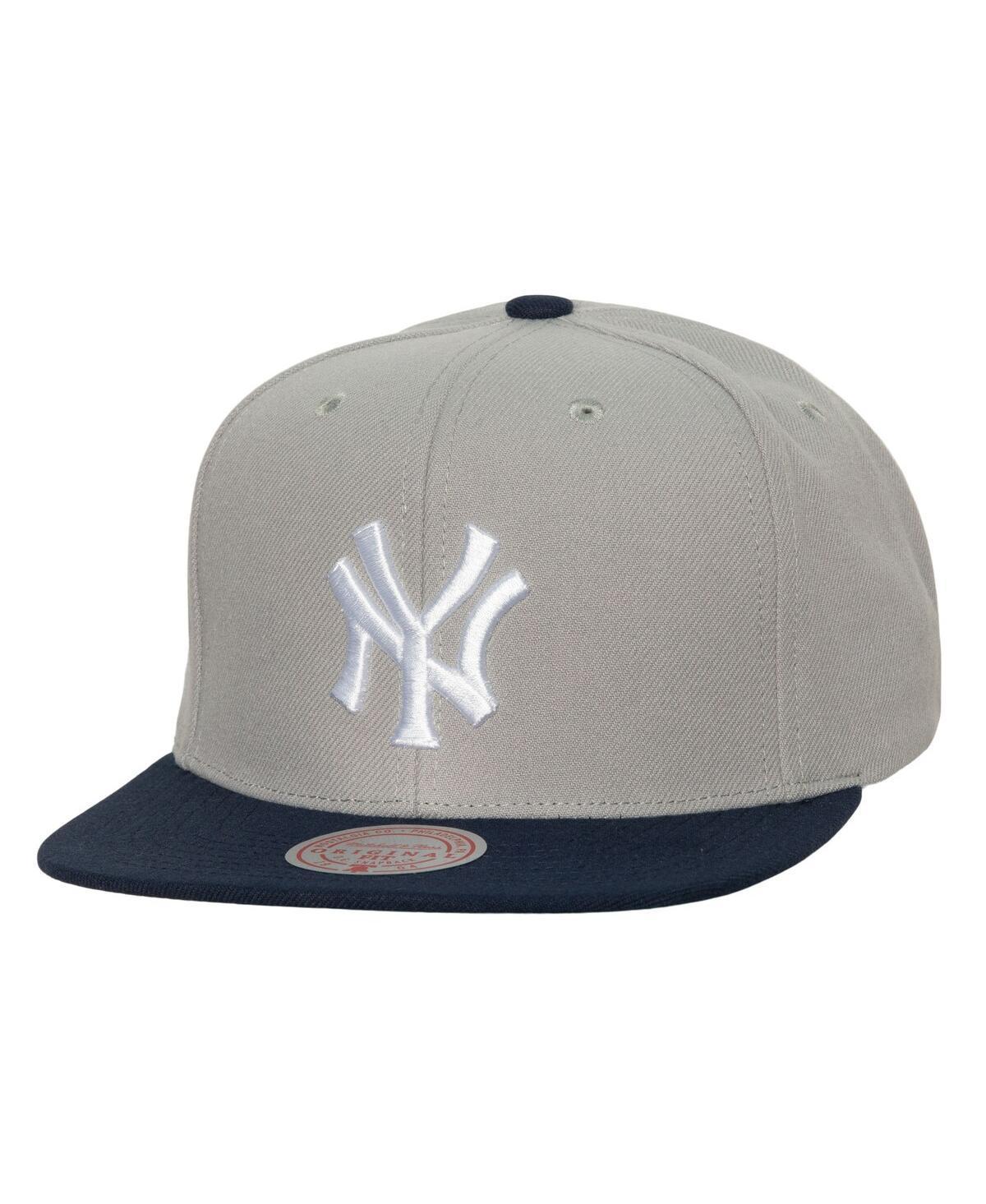 Mens Mitchell & Ness Gray New York Yankees Cooperstown Collection Away Snapback Hat Product Image