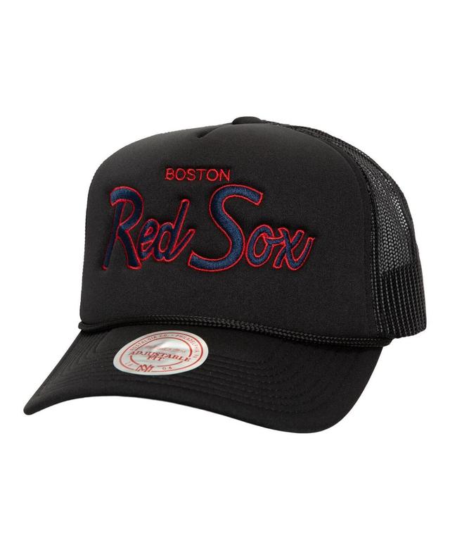 Mens Mitchell & Ness Boston Red Sox Script Trucker Adjustable Hat Product Image