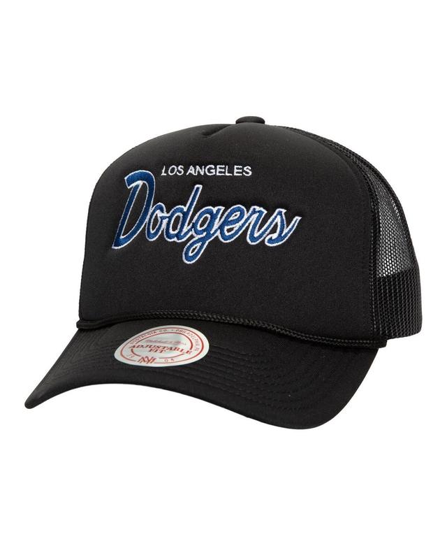 Mens Mitchell & Ness Los Angeles Dodgers Script Trucker Adjustable Hat Product Image