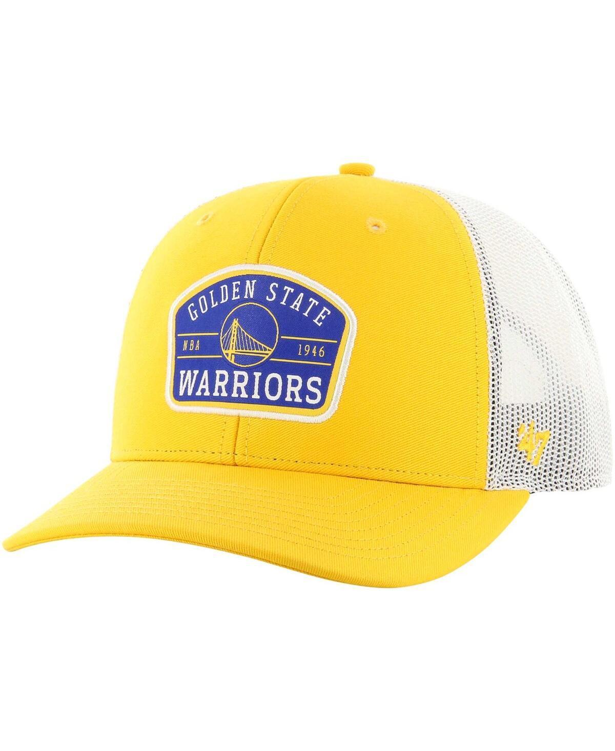 Mens 47 Brand Gold Golden State Warriors Semi Patch Trucker Adjustable Hat Product Image