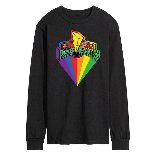 Mens Power Rangers Retro Pride Logo Long Sleeve Graphic Tee Product Image