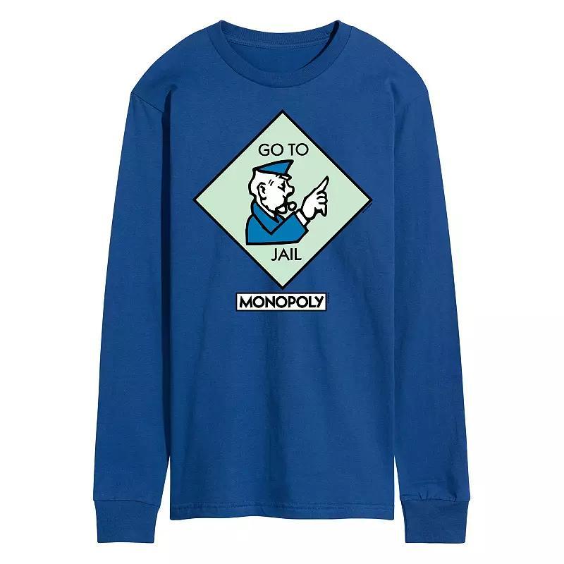 Mens Monopoly Go To Jail Square Long Sleeve Graphic Tee Product Image