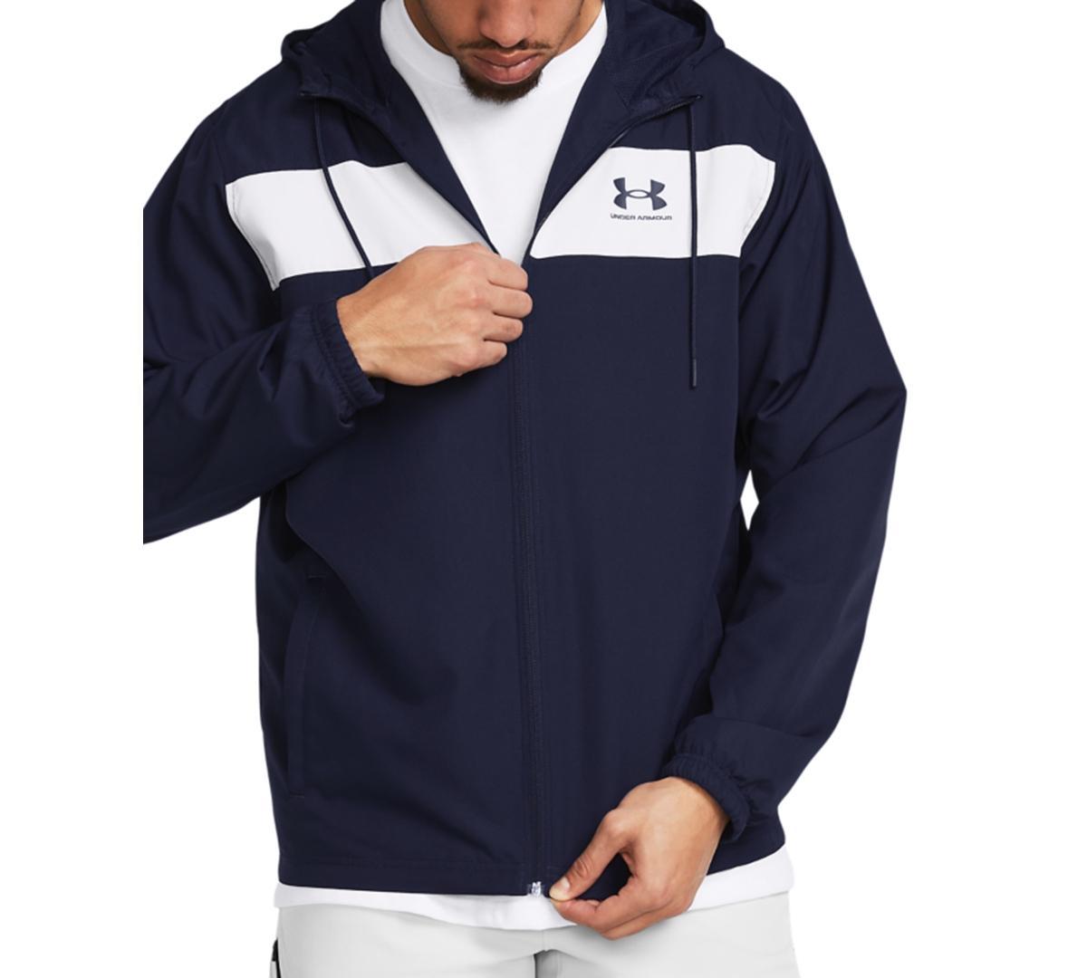 Under Armour Mens Sportstyle Full-Zip Hooded Windbreaker - Black Product Image