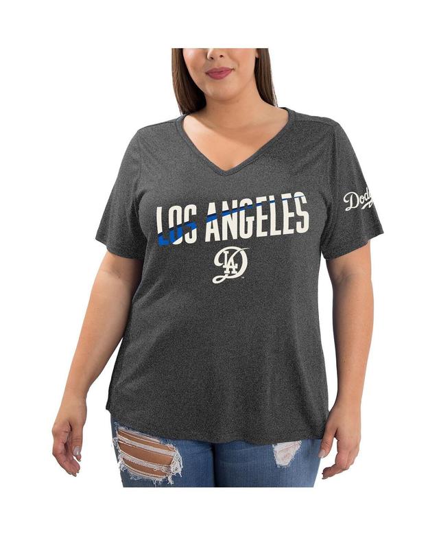 New Era Womens Heather Charcoal Los Angeles Dodgers 2024 City Connect Plus Size T-Shirt Product Image