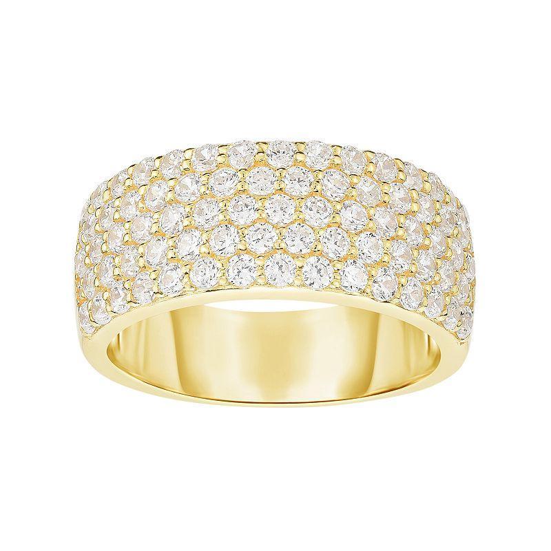 Gold Tone Sterling Silver Cubic Zirconia Pave Ring, Womens White Product Image