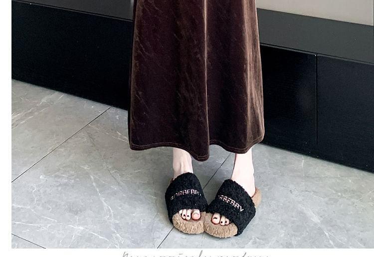 High Rise Velvet Midi A-Line Skirt Product Image