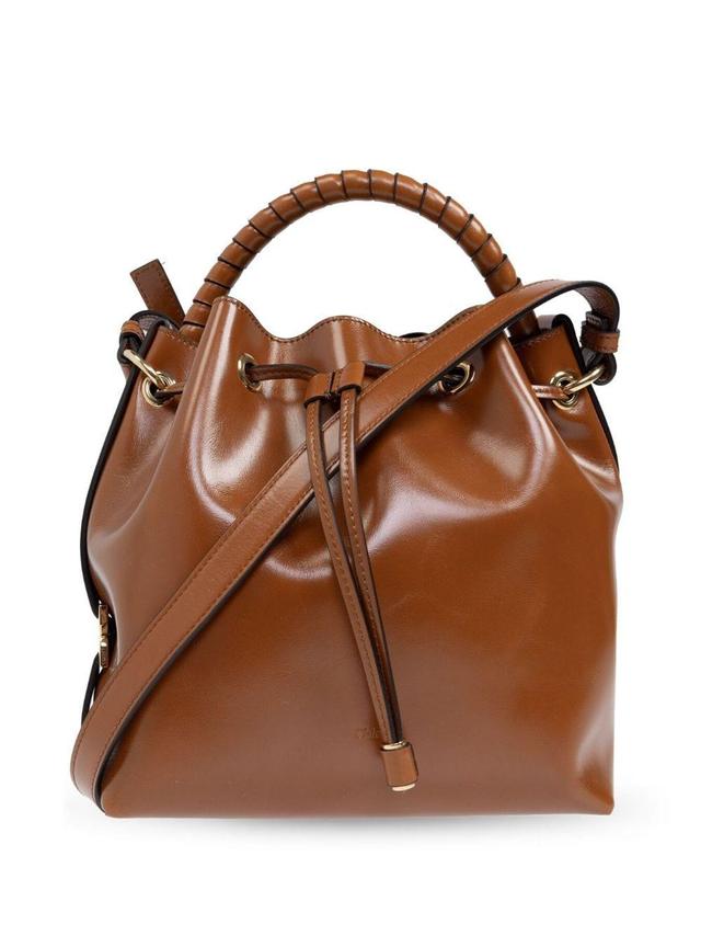 Leather Bucket Bag In Brown Product Image