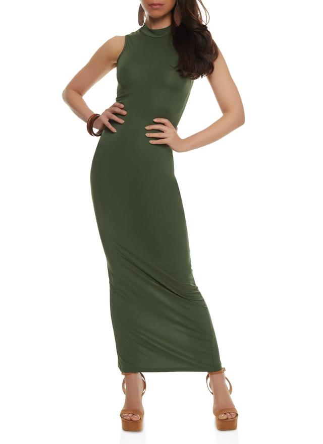 Womens Daisy Sleeveless Mock Neck Maxi Dress Product Image