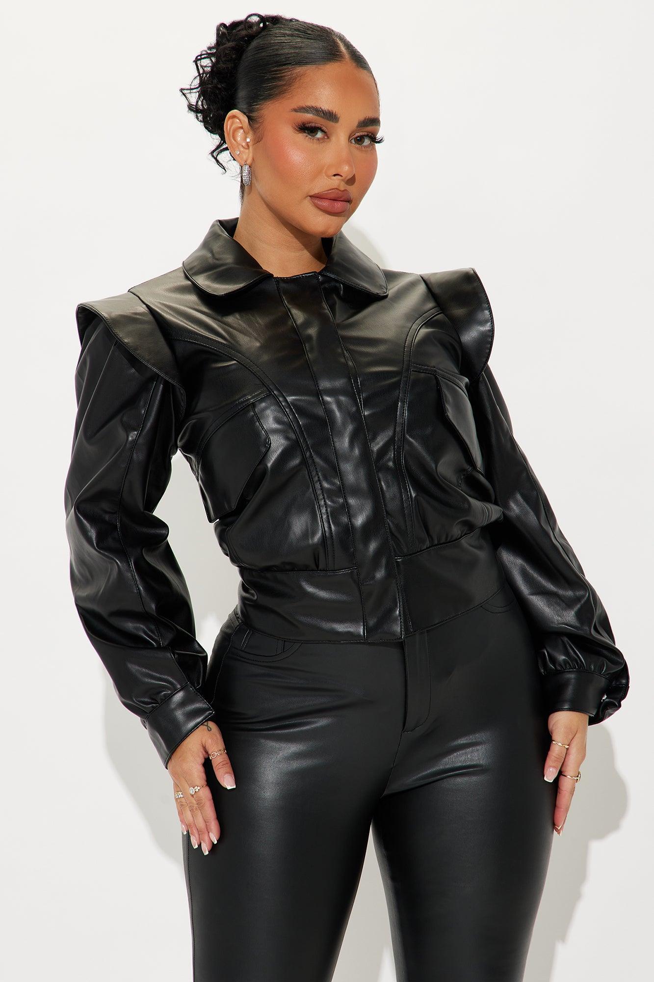 Sky Dweller Faux Leather Jacket - Black Product Image