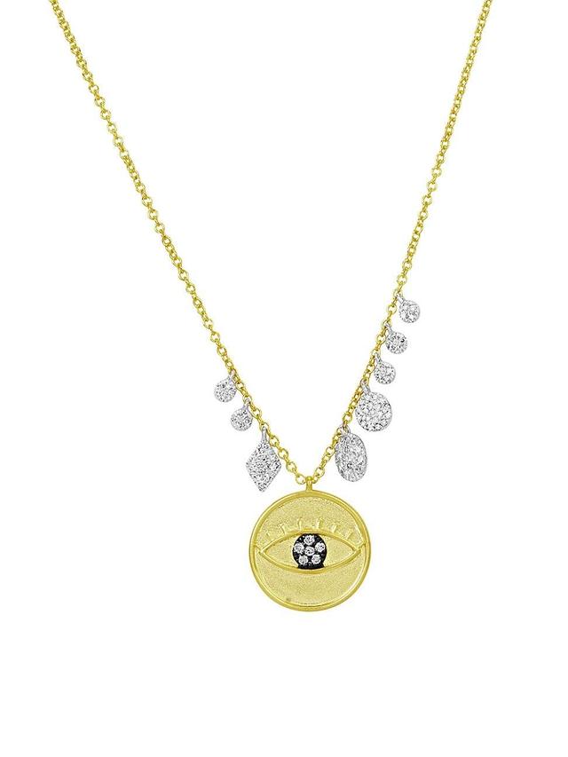 Womens Two-Tone 14K Gold & 0.17 TCW Diamond Evil-Eye Necklace Product Image