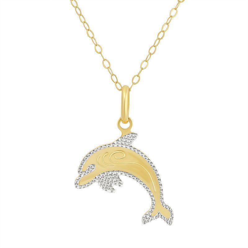 Taylor Grace Two-Tone 10k Gold Dolphin Pendant Necklace, Womens 10k 2 Tone Product Image