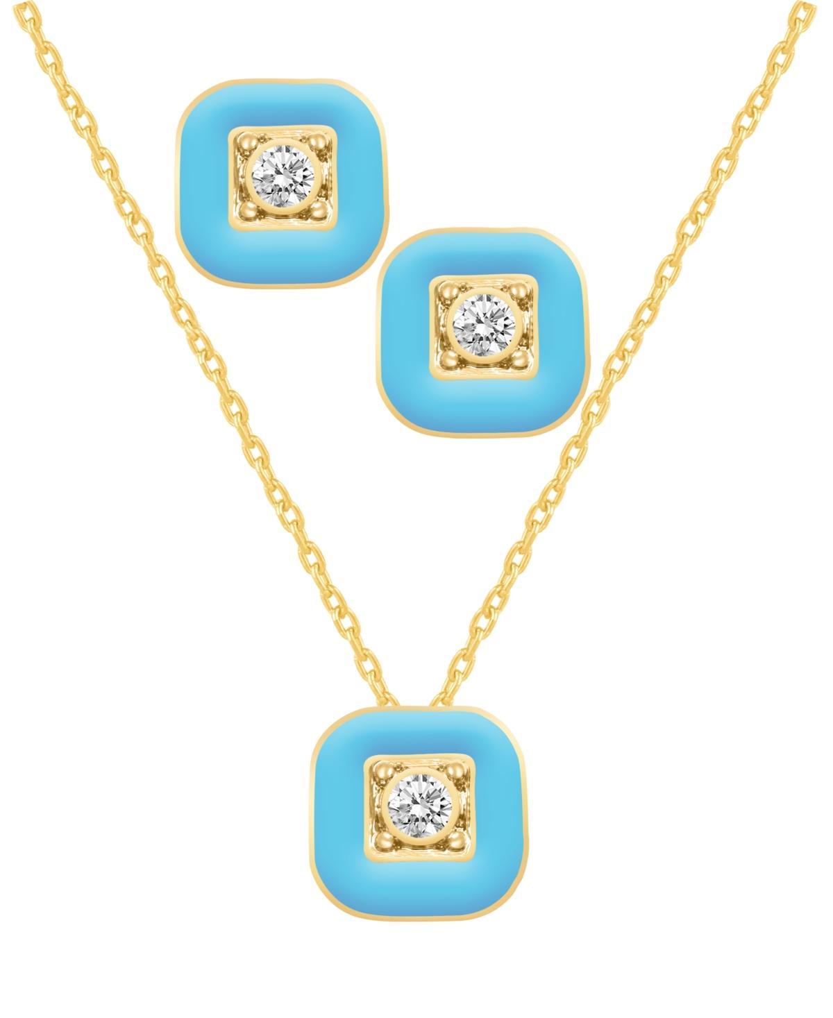 Crystal Enamel Necklace and Earring Set, 2-Piece Product Image