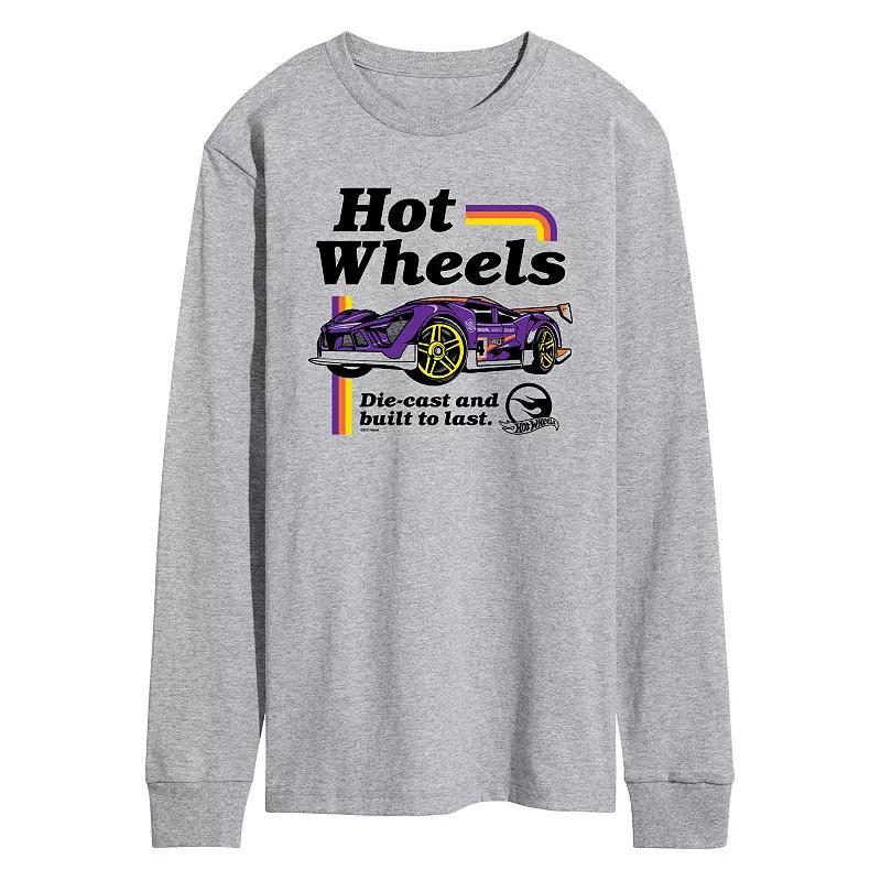 Mens Hot Wheels Built To Last Long Sleeve Graphic Tee Grey Gray Product Image