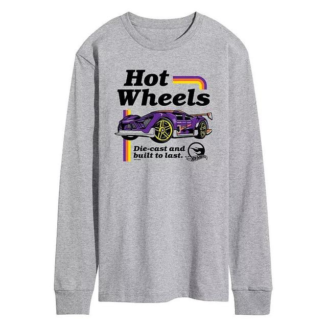 Mens Hot Wheels Built To Last Long Sleeve Graphic Tee Grey Gray Product Image