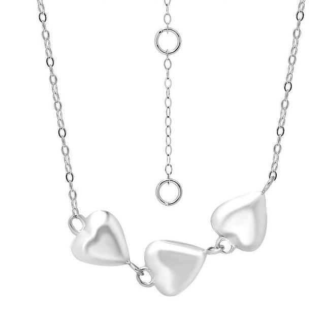 Aleure Precioso Puffy Heart Frontal Necklace, Womens Silver Tone Product Image