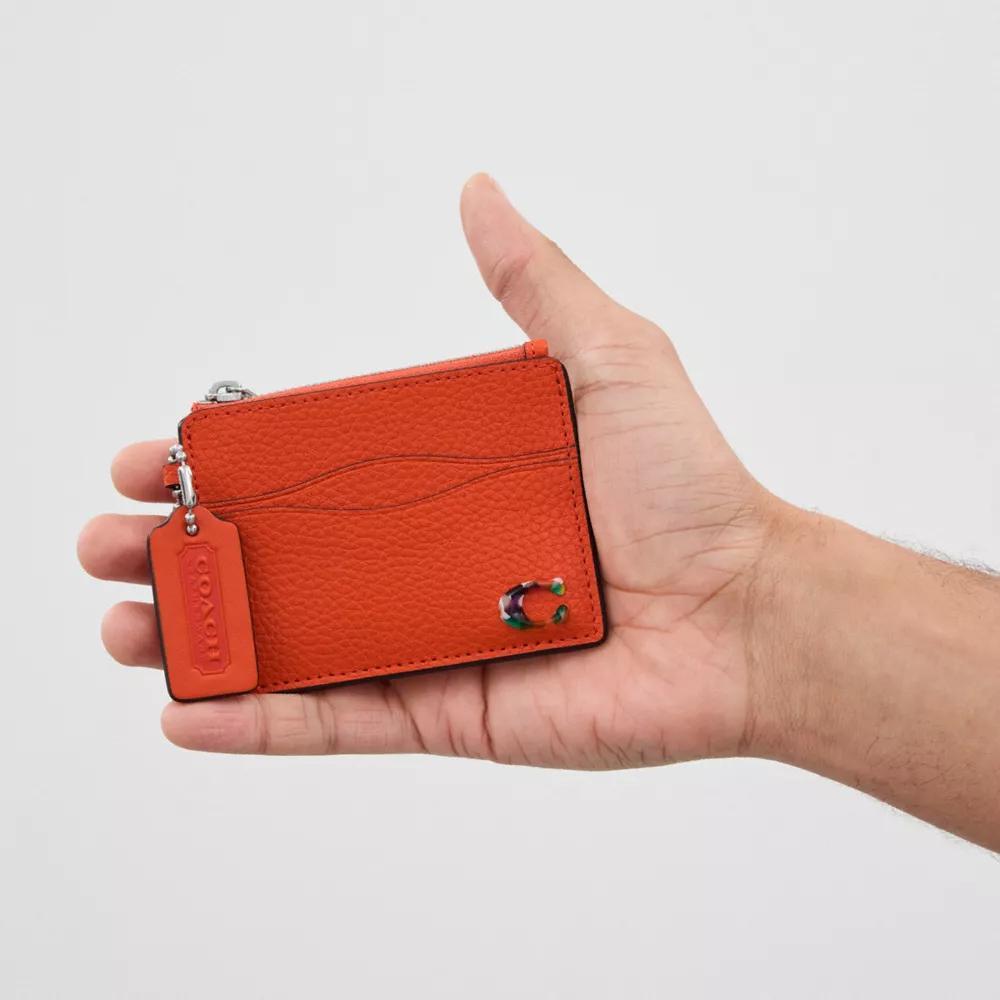 Wavy Zip Card Case In Pebbled Coachtopia Leather With Key Ring Product Image