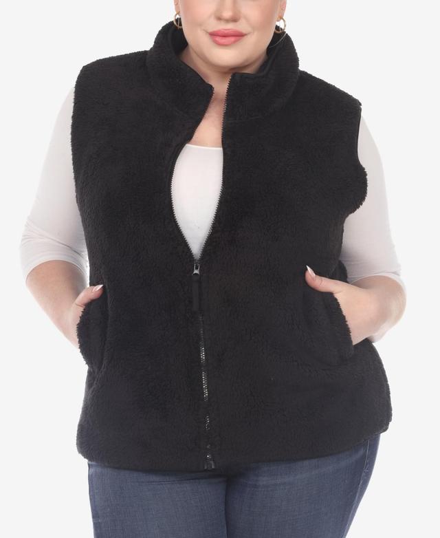 White Mark Plus Size Womens Zip Up Sherpa Vest Jacket Product Image