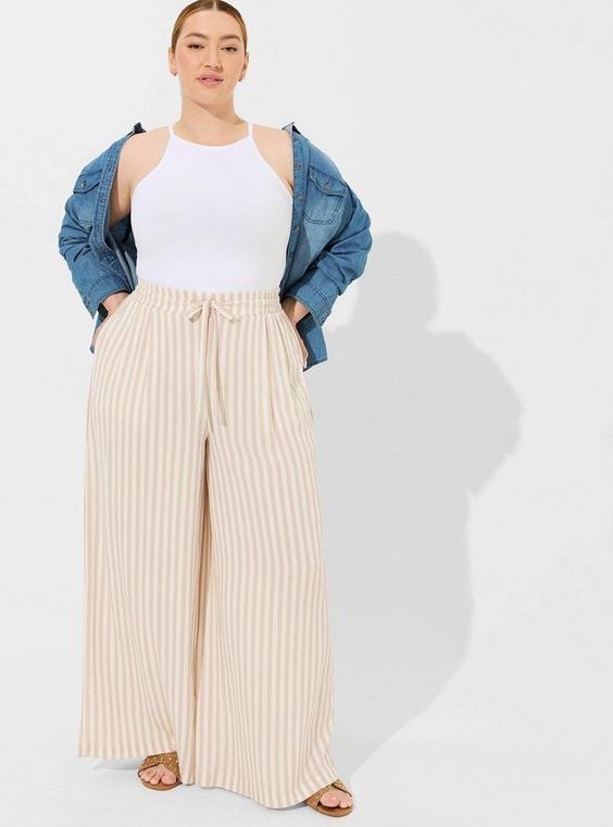 High-Rise Wide-Leg Pull-On Wide Leg Washable Gauze Pant Product Image