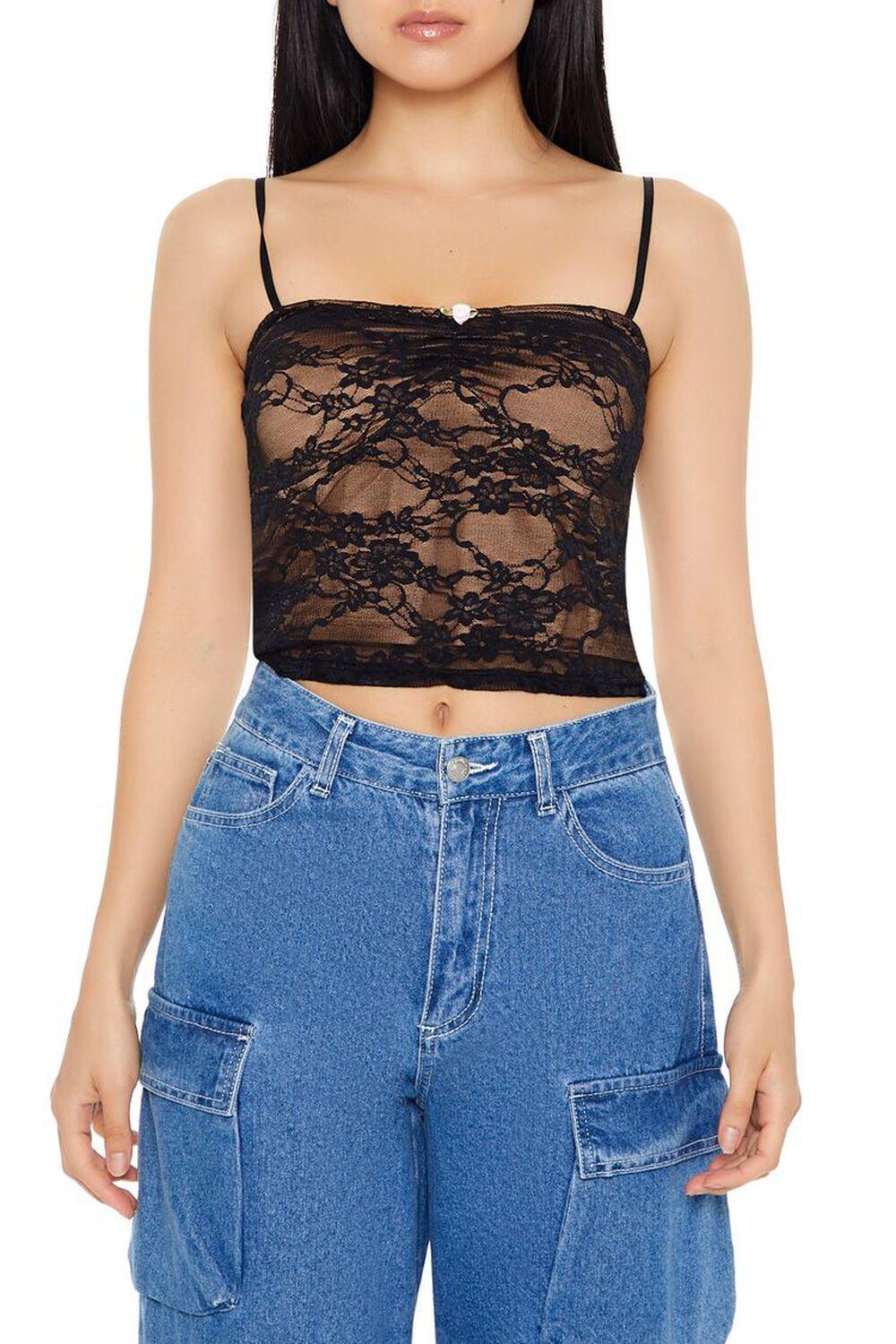 Lace Rosette Cropped Cami | Forever 21 Product Image