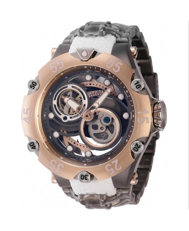 Invicta Mens 43929 Reserve Automatic 2 Hand Gunmetal, Rose Gold, Silver Dial Watch - Black Product Image