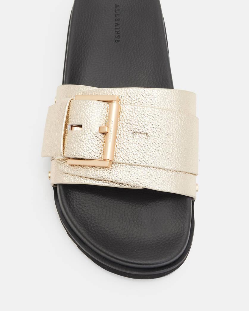 Ellie Buckle Metallic Leather Slides Product Image