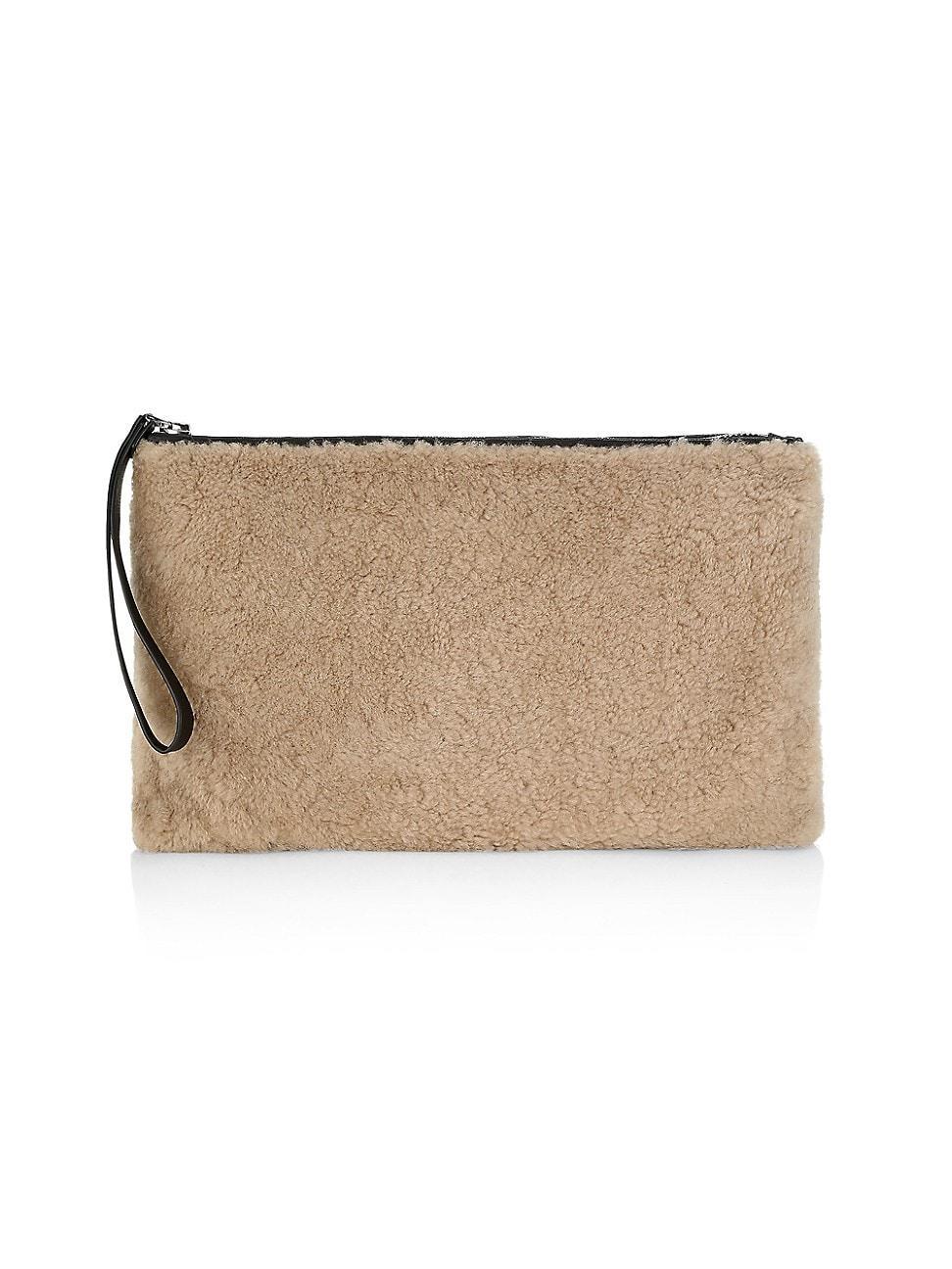 Womens Shearling Zipper Clutch Product Image