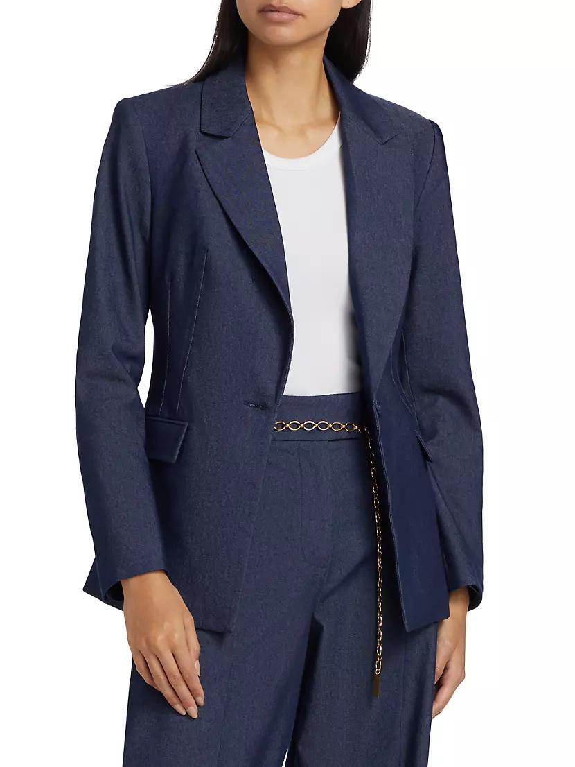 Stretch-Denim Single-Breasted Blazer Product Image