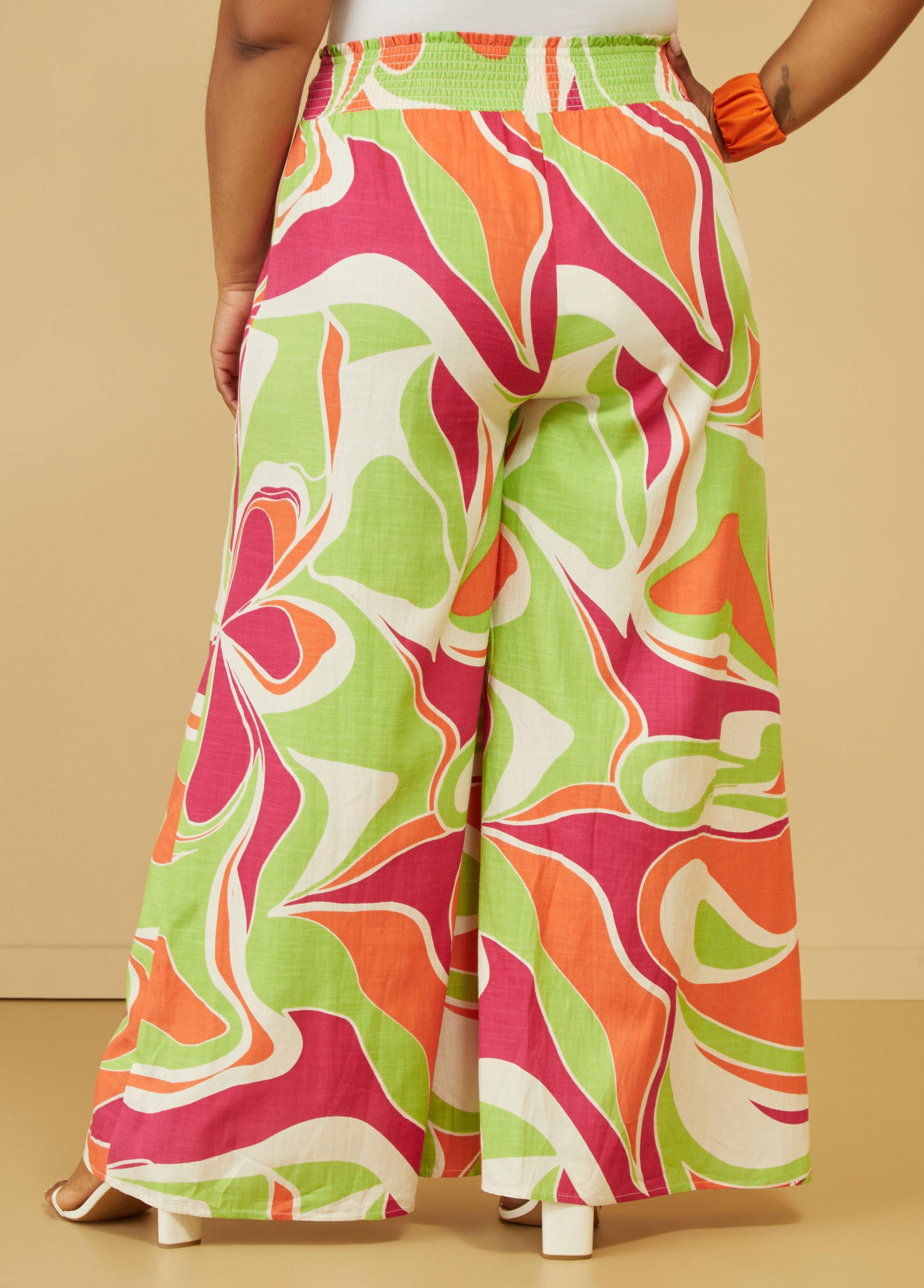 Abstract Print Wide Leg Pants Product Image