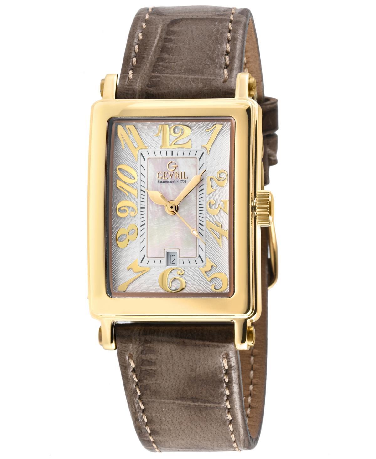 Gevril Womens Avenue of Americas Mini Swiss Quartz Brown Italian Leather Strap Watch 25mm x 32mm Product Image