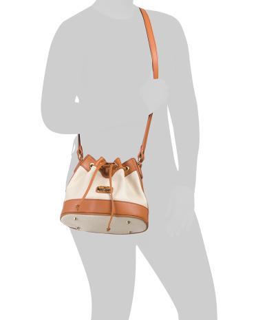 Front Logo Leather Bucket Bag for Women Product Image