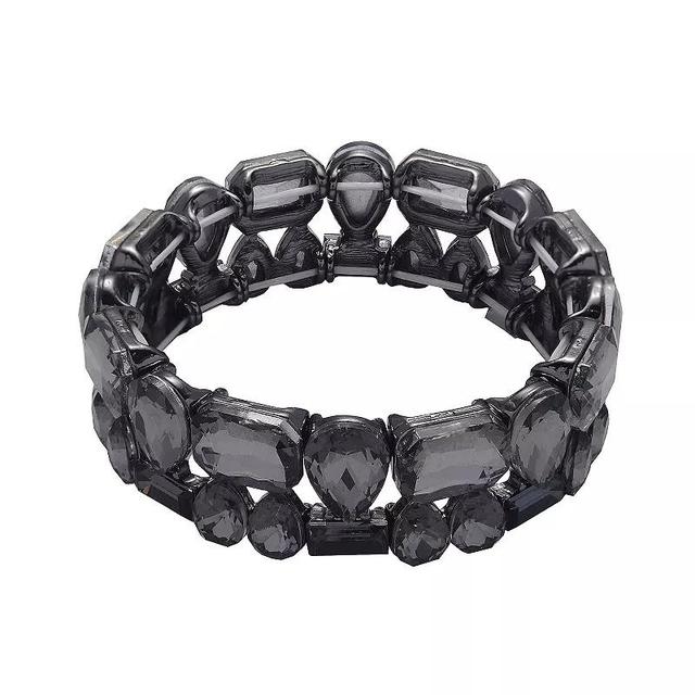 Emberly Hematite Tone & Black Diamond Shape Simulated Stone Stretch Bracelet, Womens Product Image