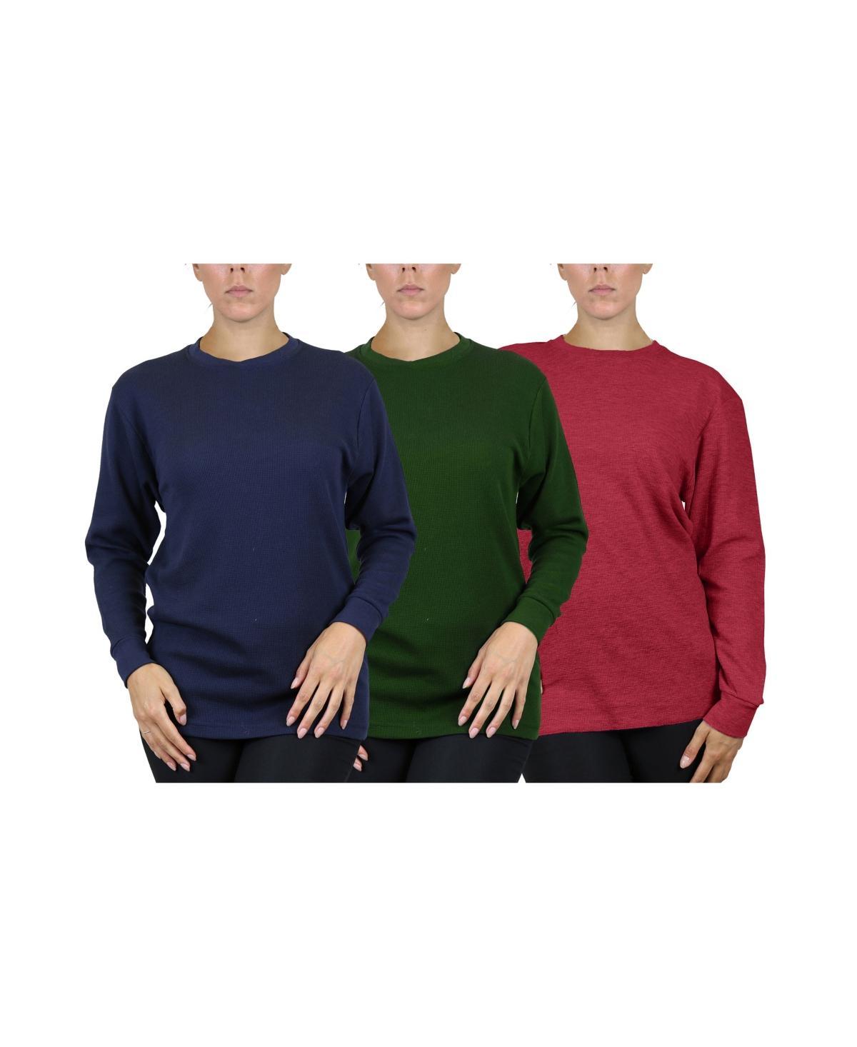 Womens Loose Fit Waffle Knit Thermal Shirt, Pack of 3 - Charcoal, Heather Gray Product Image