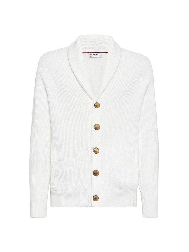 Mens Malfil Cotton English Rib Cardigan With Metal Buttons Product Image