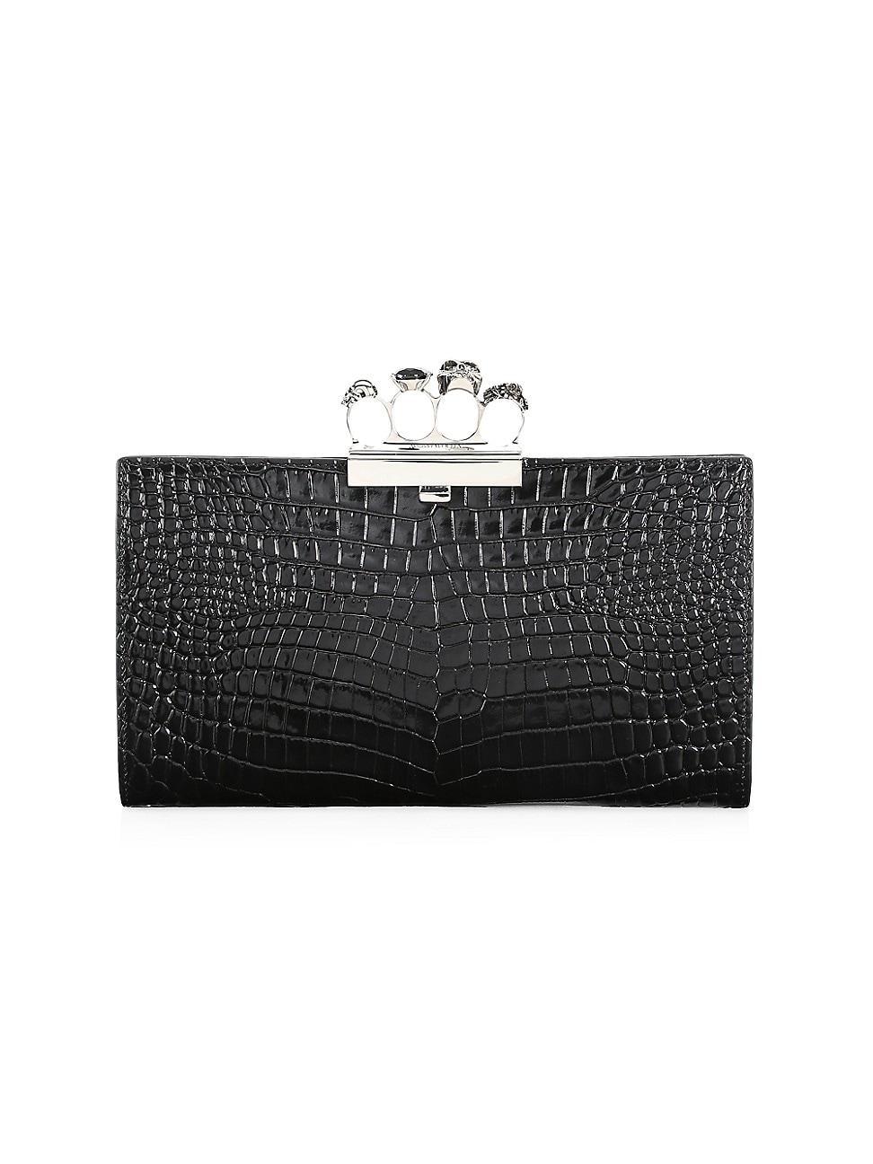 Shiny Croc-Embossed Flat Knuckle Clutch Bag Product Image