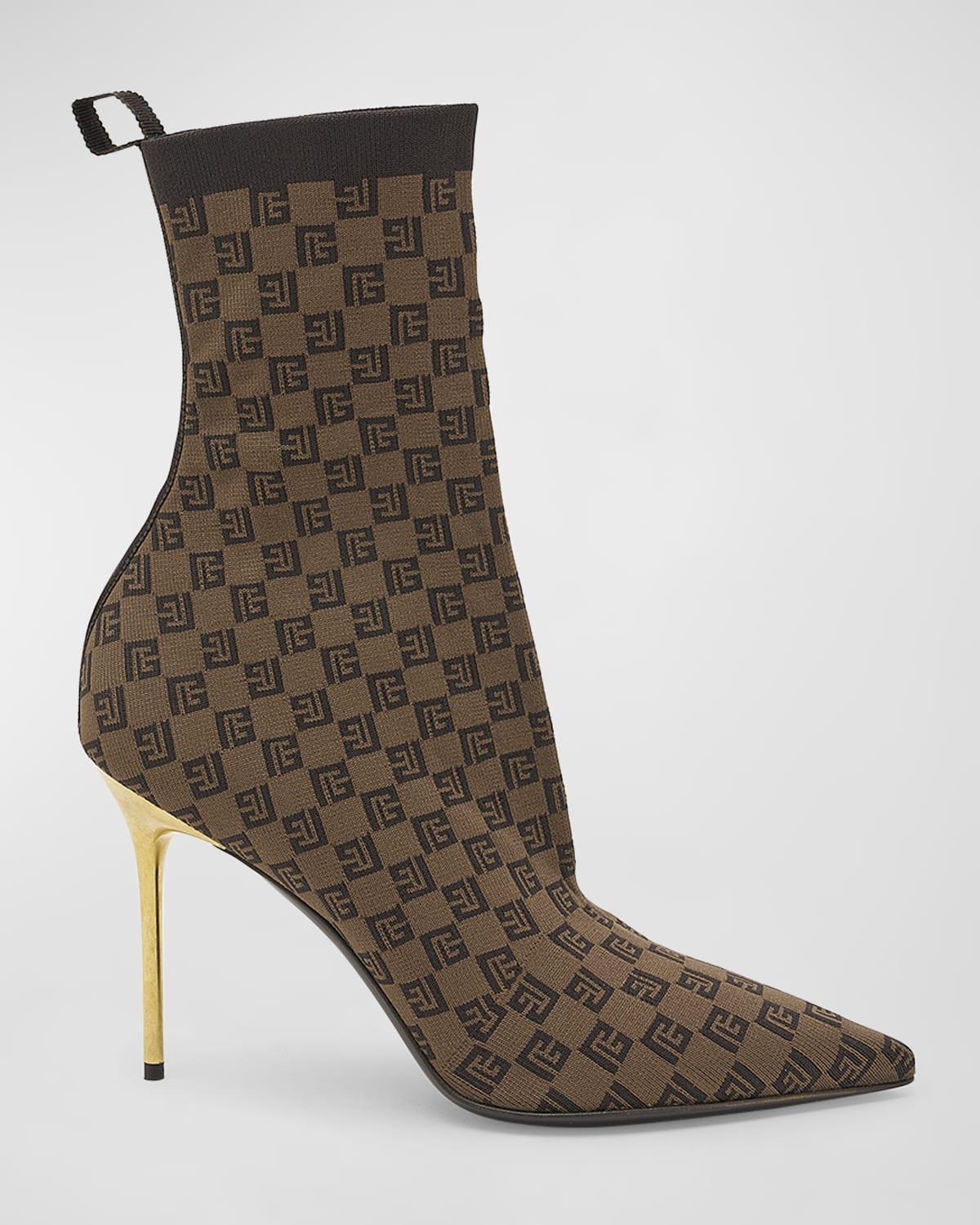 Skye Monogram Knit Stiletto Booties Product Image