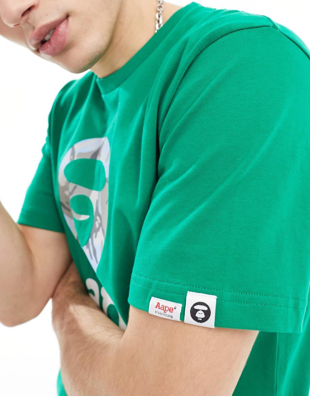 Aape By A Bathing Ape regular fit short sleeve t-shirt with front print in green Product Image