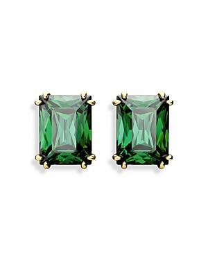 Swarovski Matrix Green Rectangle Stud Earrings in Gold Tone Product Image