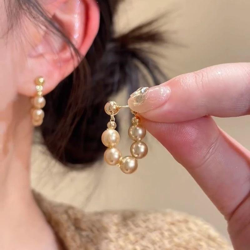 Faux Pearl Hoop Earring Product Image